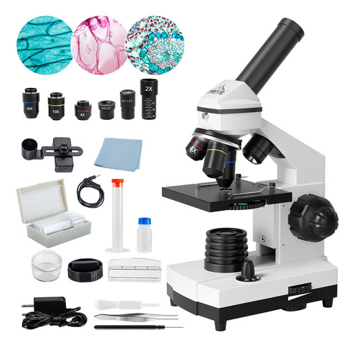 Maxlapter Microscopio Compuesto Monocular Biología para Profesional: 40-2000x Aumento Monocular Biología Microscopio con Dual LED iluminación - para Adultos Estudiantes Laboratorio Enseñanza