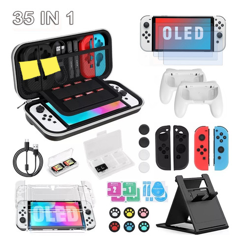 Kit De Estuche Y Accesorios Para Nintendo Switch Oled 35 Pzs