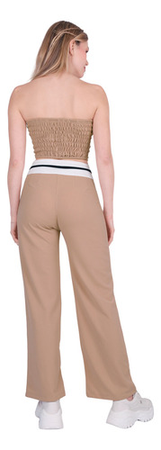 Conjunto Top Y Pantalón Casual Beige Stfashion 52405401