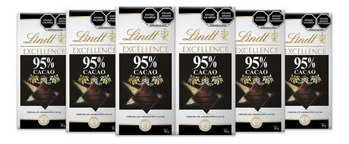 Pack 6 Barras Chocolate Amargo Lindt 95% Cacao 80g