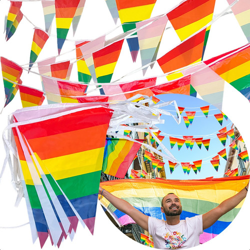 Banderines Guía 20 Bandera Lgbt Decoración Pride Orgullo 10m