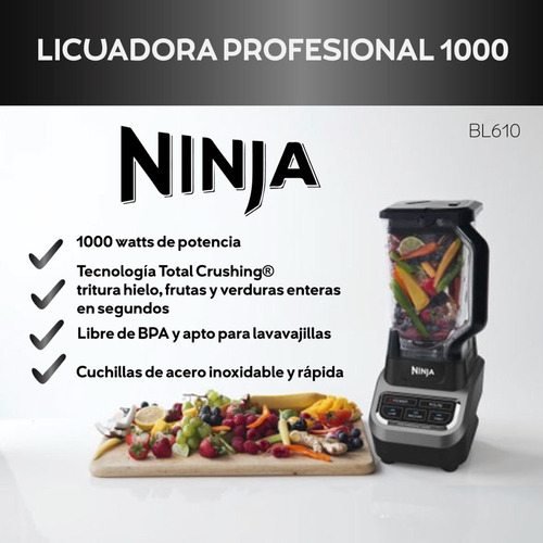Ninja Licuadora Profesional 1000 Bl610 Color Negro Gris