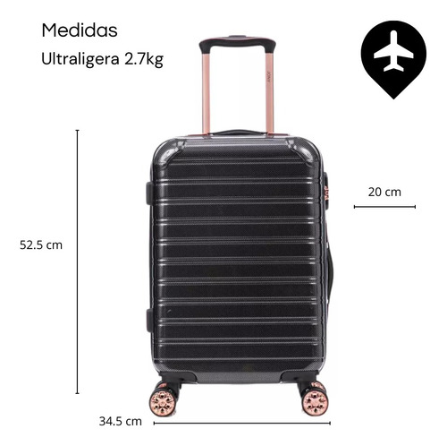 Maleta Jony Negra De Mano Carry On Ligera 20kg Candado
