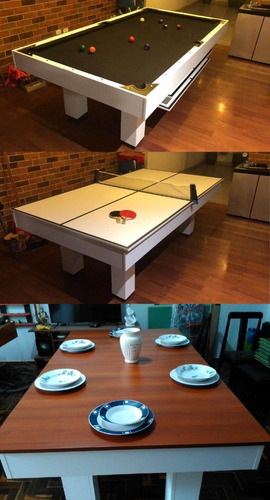 Mesa De Billar 3 En 1 De 1,80 Cm Plegable O Fijo Para Depa