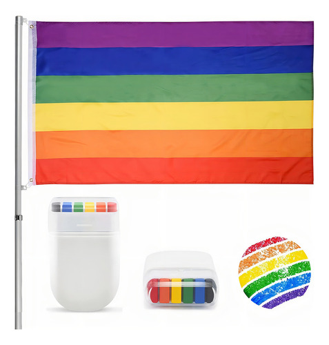 Bandera Lgbt 150x90cm + Gis Arcoíris Pride Marcha Gay