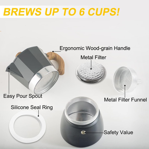 Cafetera De Espresso Estufa, 6 Tazas, Camping, Cafeter...