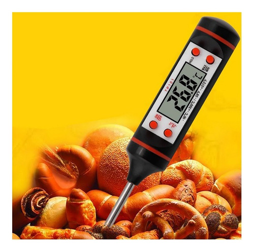 Termometro Digital Cocina Lcd Pinchacarne Liquido Acero Inox