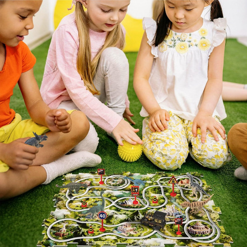 Juguete Pista De Tren,set De Rompecabeza Dinosaurios P.niños