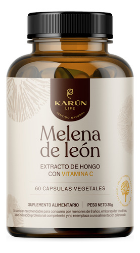 Melena De Leon Hongo - 60 Capsulas Vegetales - Memoria - Karünlife