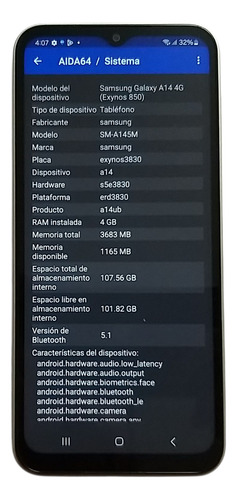 Samsung Galaxy A14, 128gb + 4gb, Sm-a145m, Liberado (Usado)