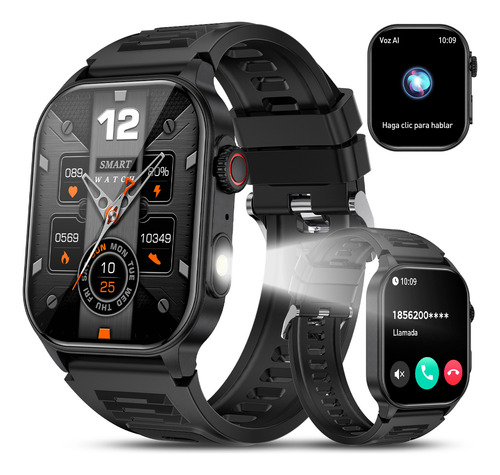 Reloj Inteligente Hombre Militar Linterna Llamada Smartwatch