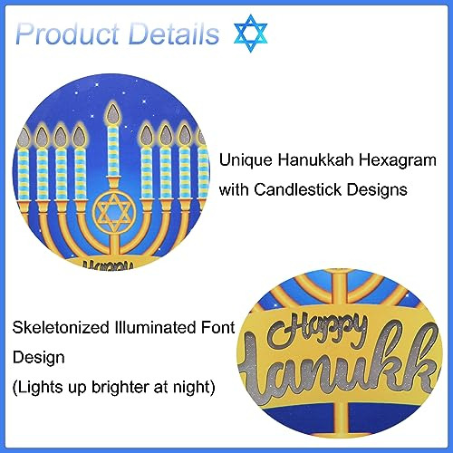 Happy Hanukkah Welcome Door Sign For Front Door, Wooden...