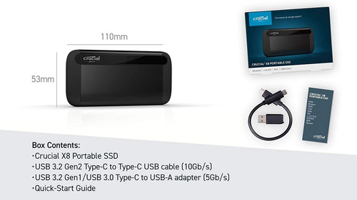 X8 Crucial Ssd De 1 Tb Portátil - Hasta 1050mb / S - Usb 3.2