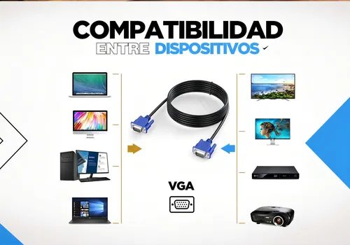 Cable Vga Monitor 5 Metros Macho Pc Con Filtro Cobre 100