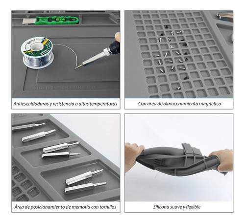 Tapete Trabajo Silicon Magnético Antiestatica+kit Herramient