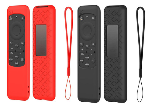 2 Pzs Funda De Control Remoto Samsung Qled 4k Para Tv Bn59-01432 Color Negro Y Rojo