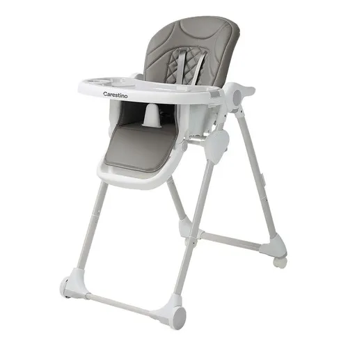 Carestino Petra silla de comer gris plegable altura adaptable con bandeja extraíble