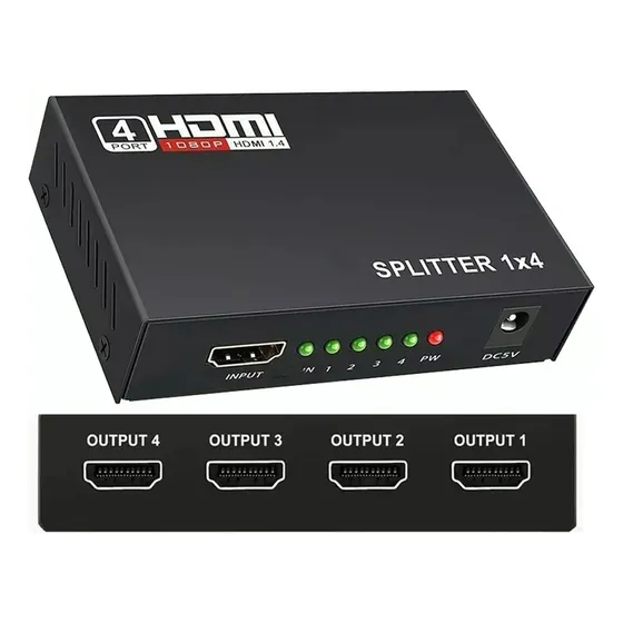 Splitter Hdmi 1*4 Divisor De Señal Amplificador Conecta 4 Tv
