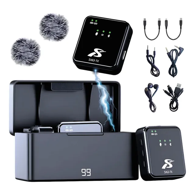 Micrófono Inalámbrico Sx63 Profesional Dual 4en1