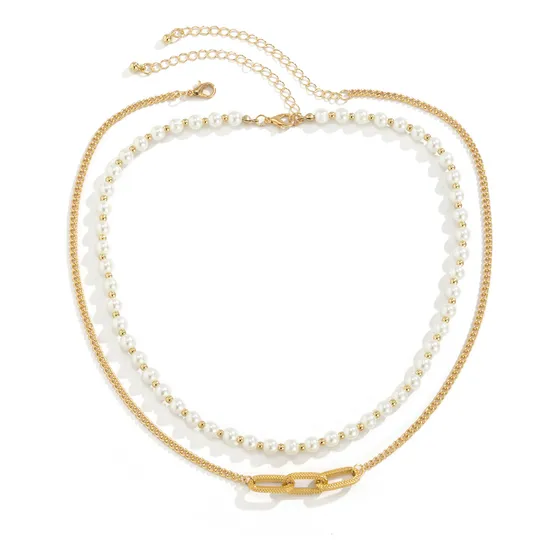 Collar De Cadena Y Perlas Hip Hop Moda Para Hombre Y Mujer