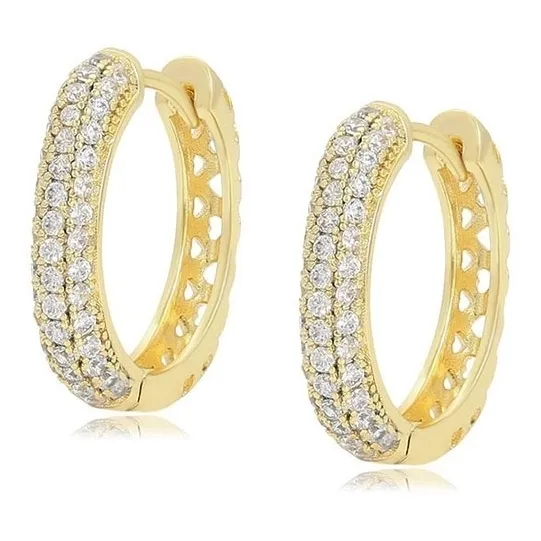 Aretes Arracadas Oro Laminado Y Zirconias Finas