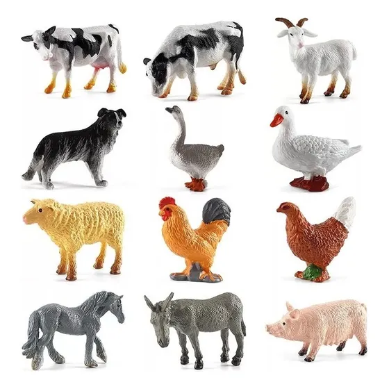 Juguetes Animales De Granja Realista Figuras 12pcs