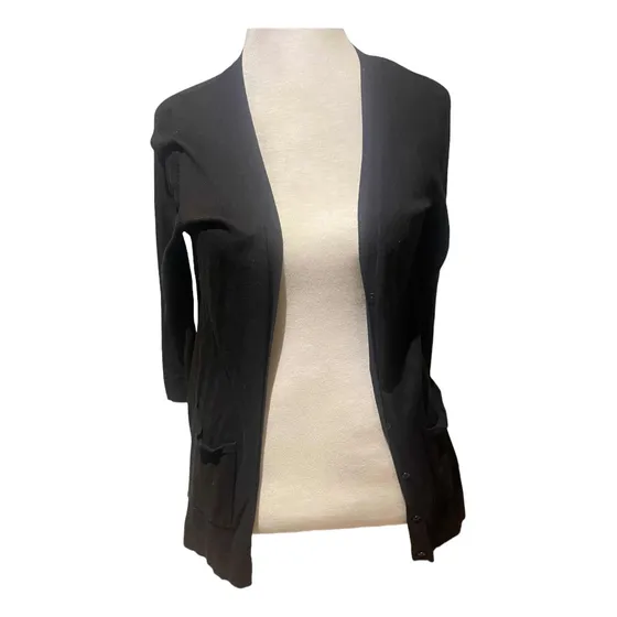 Jazmín Chebar Sweater De Hilo T3 Negro Con Volados Divino