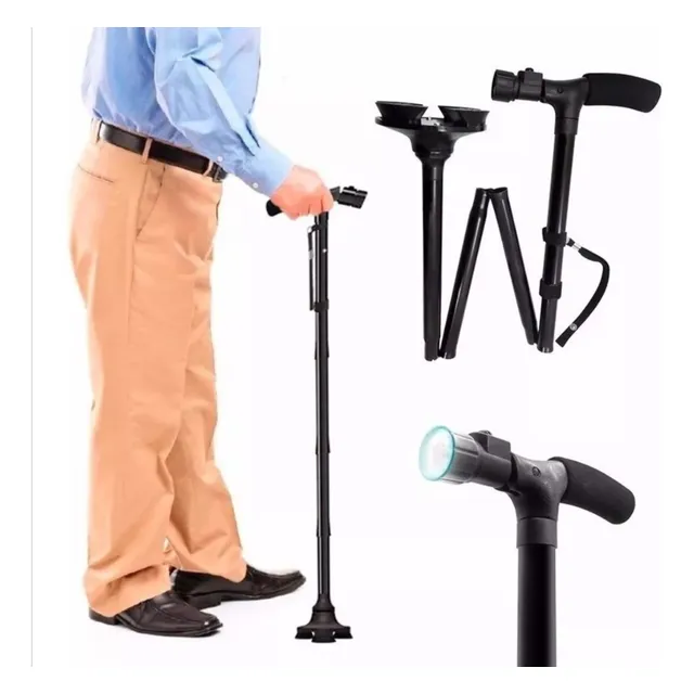 Bastón Ortopédico Plegable C/luz Y Mango Ergonómico