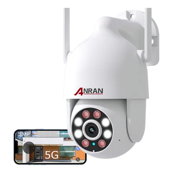 Cámara de seguridad WiFi 5G y 2.4G Anran N30W1497 Ptz resolución de 3MP visión nocturna incluida blanca