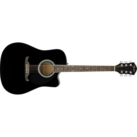 Guitarra Electroacústica Fender Fa125 Ce Negra, Dreadnought Color Black Orientación de la mano Derecha