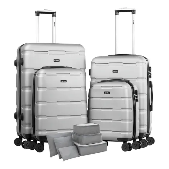 Juego 4 Maletas De Viaje Rigidas Ruedas 360 Bolsas De Viaje Color Gris Rumbo